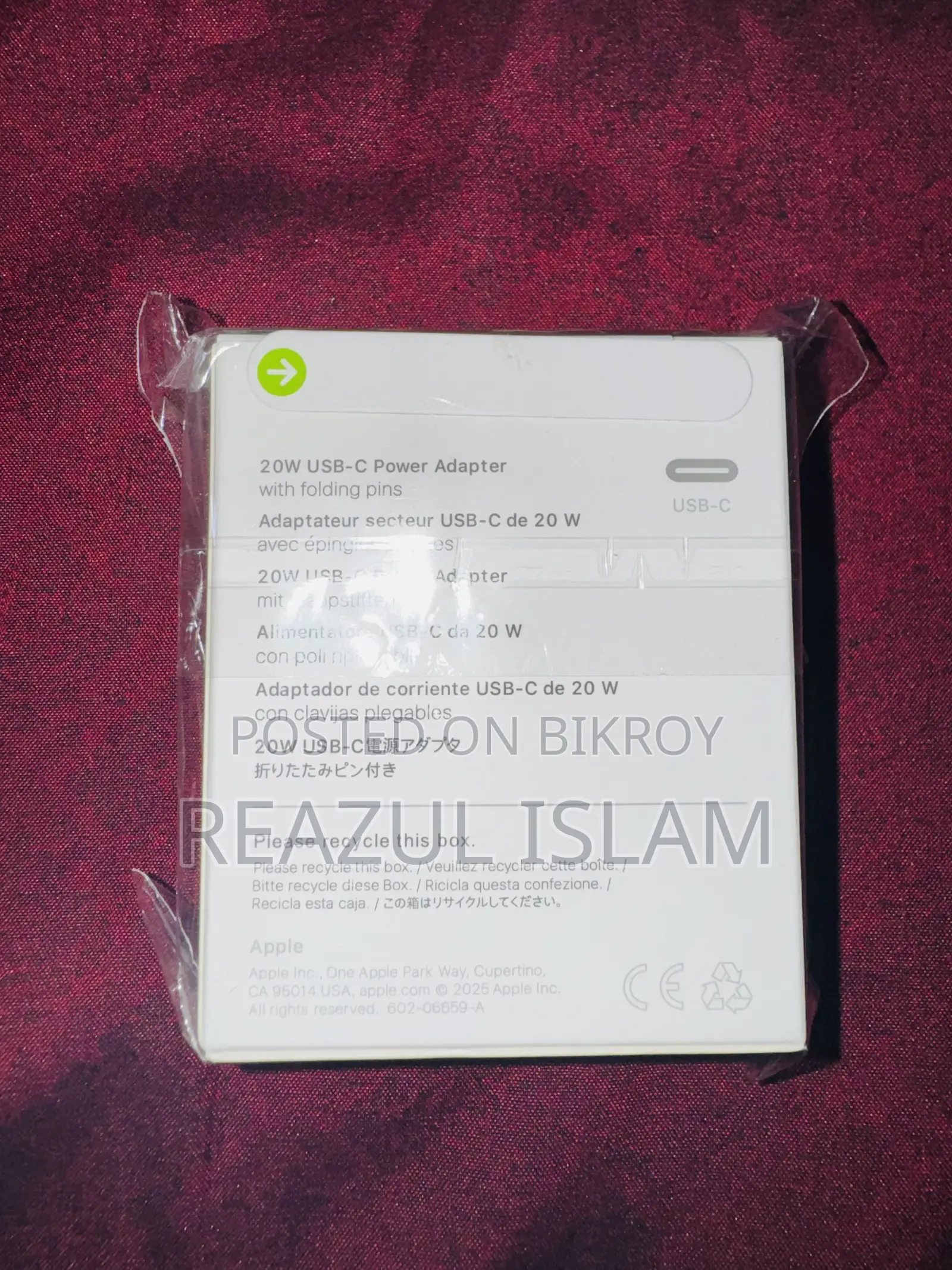 Apple 20W Fast Charger + USB-C to Lightning Dubai Variant | Brand New