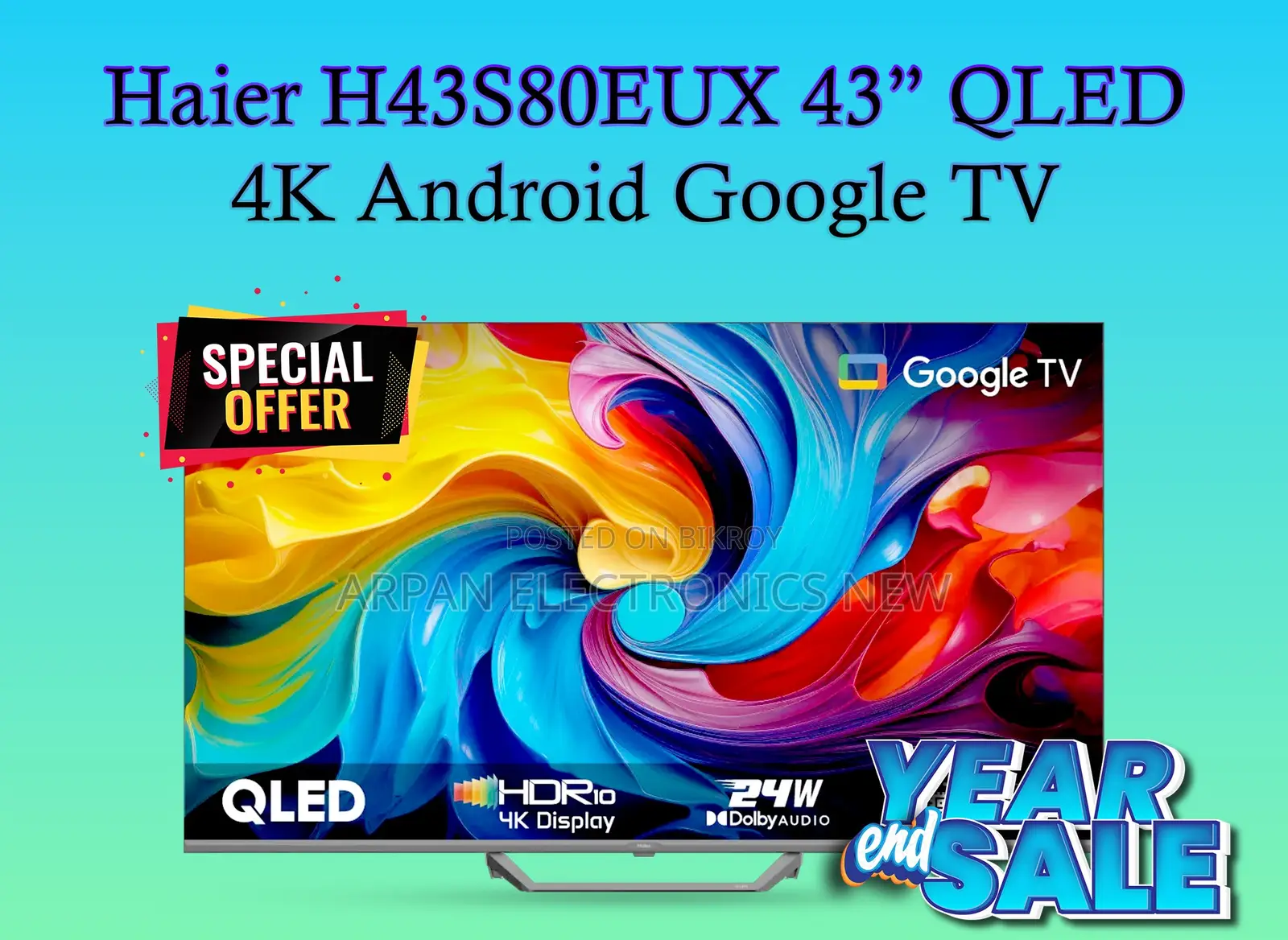 Haier H43s80eux 43 Inch QLED Android Google TV