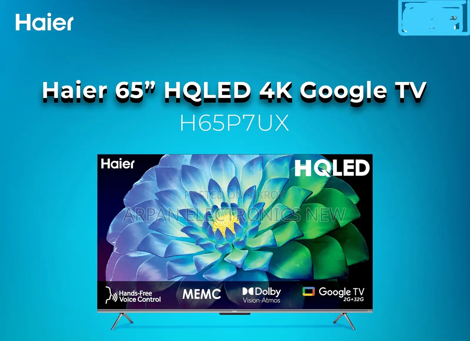 Haier H65p7ux 65" Hqled Bezel-Less Google Tv 4 Year Warranty