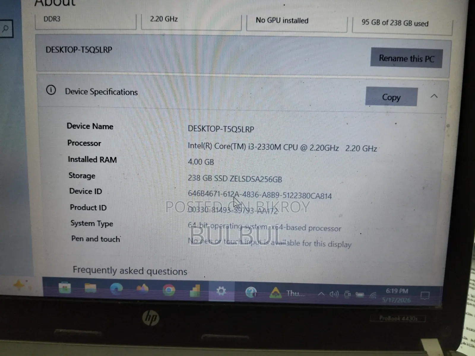 Laptop HP ProBook 4430S 4GB Intel HDD 512GB