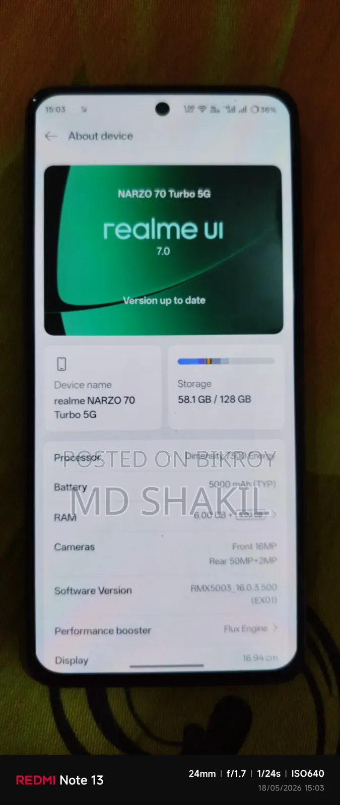 Realme 7 5G 128 GB Yellow