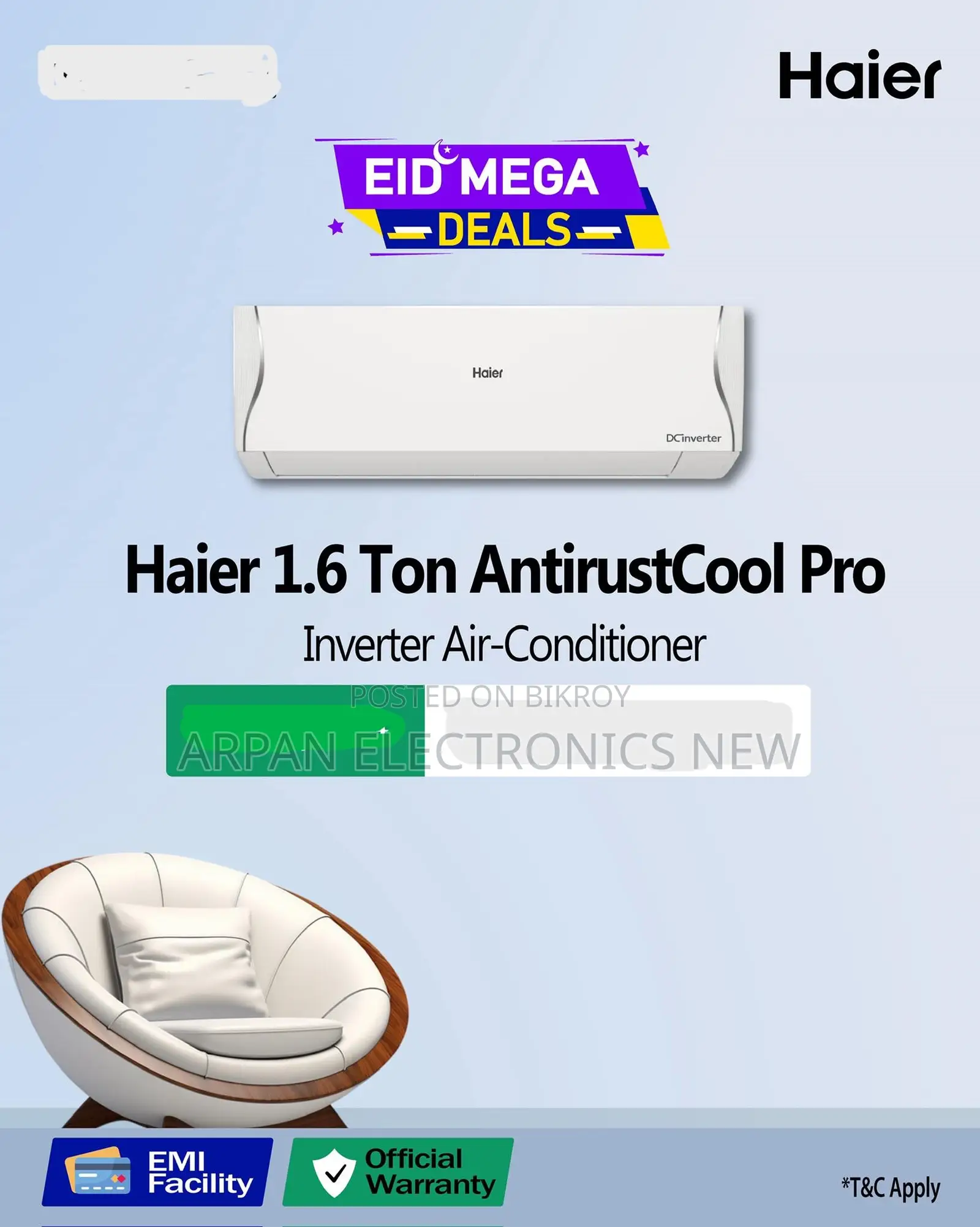 Haier 12 Years Warranty 1.6 Ton Split AC Inverter - Unbeatable Offer