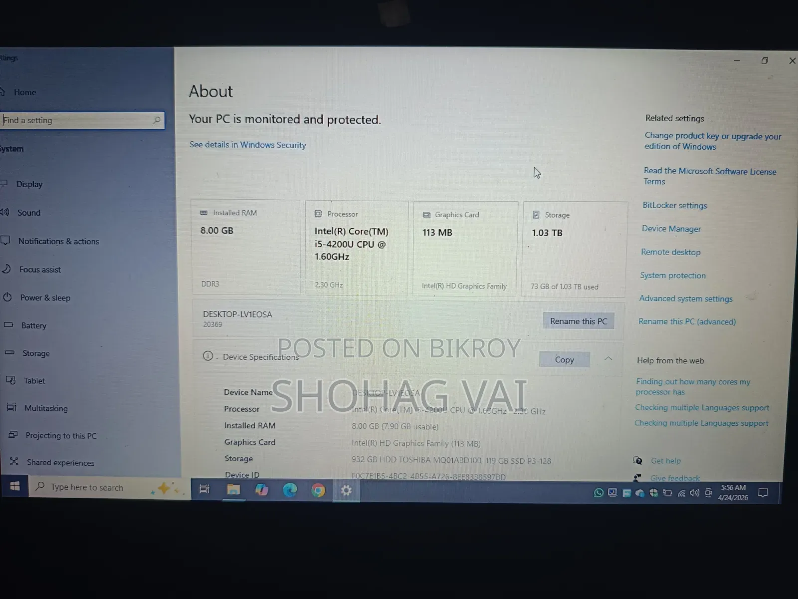 Laptop Lenovo IdeaPad 320 6GB Intel Core I5 HDD+SSD 1T