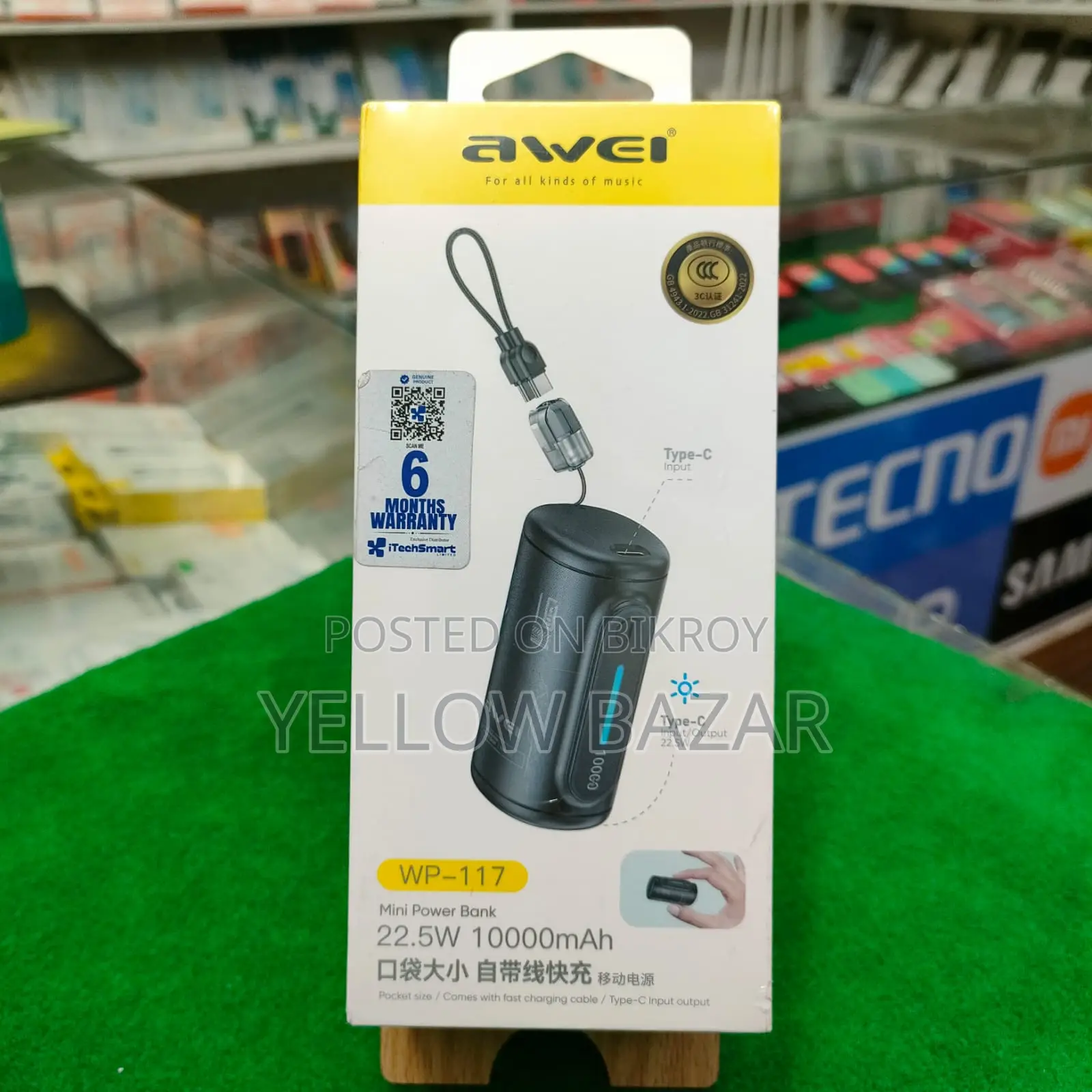Awei Wp‐117 22.5w Mini Power Bank 10000mah