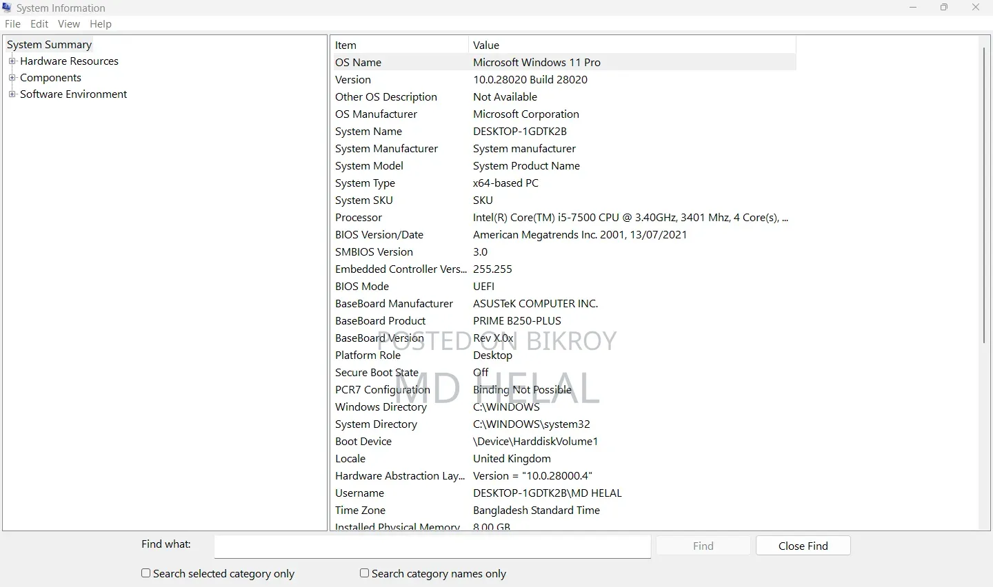 Desktop Computer Asus 8GB Intel Core I5 SSD 500GB
