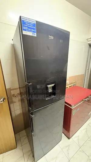 Tall Black Beko Fridge With Dispenser