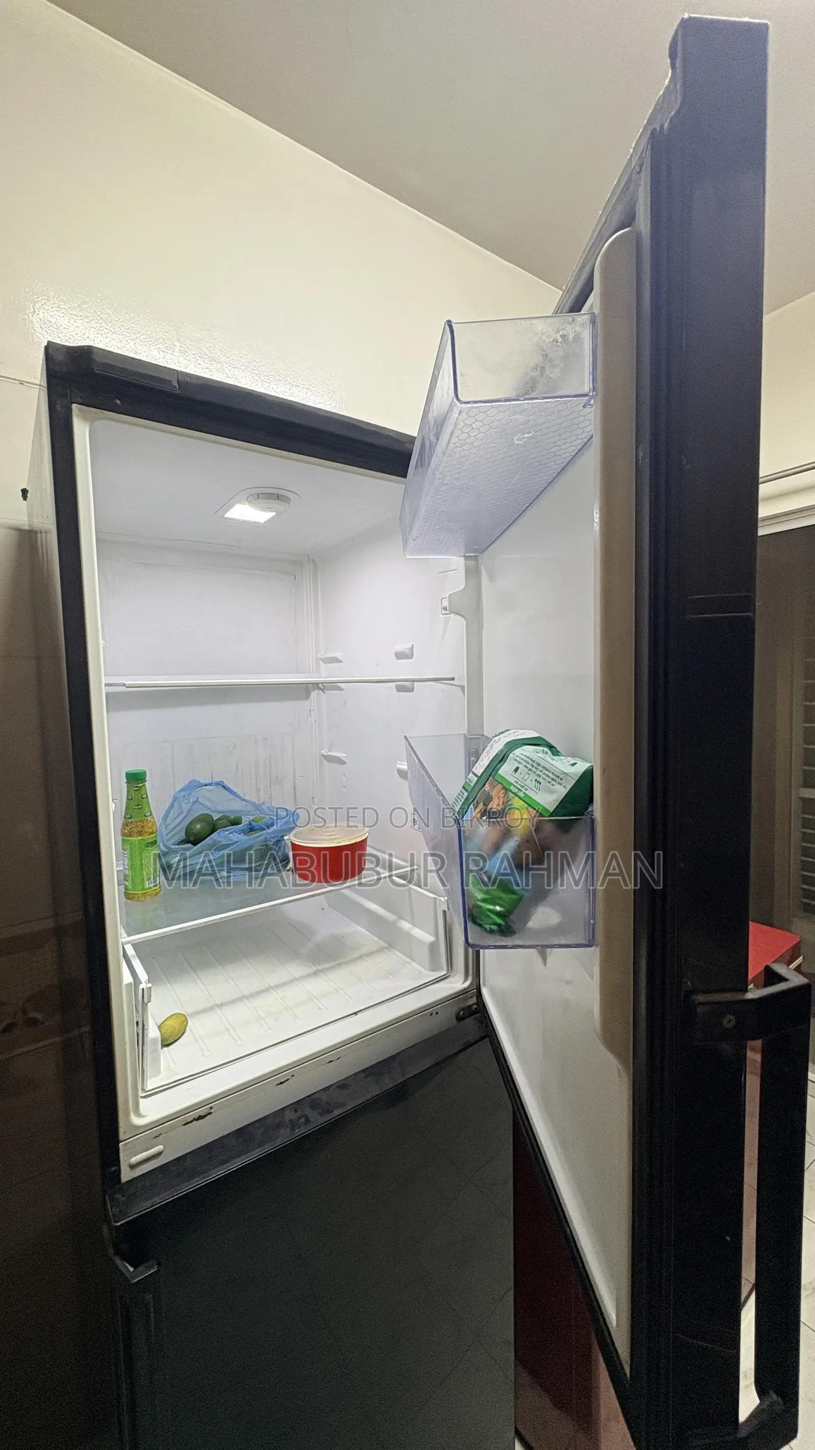 Tall Black Beko Fridge With Dispenser