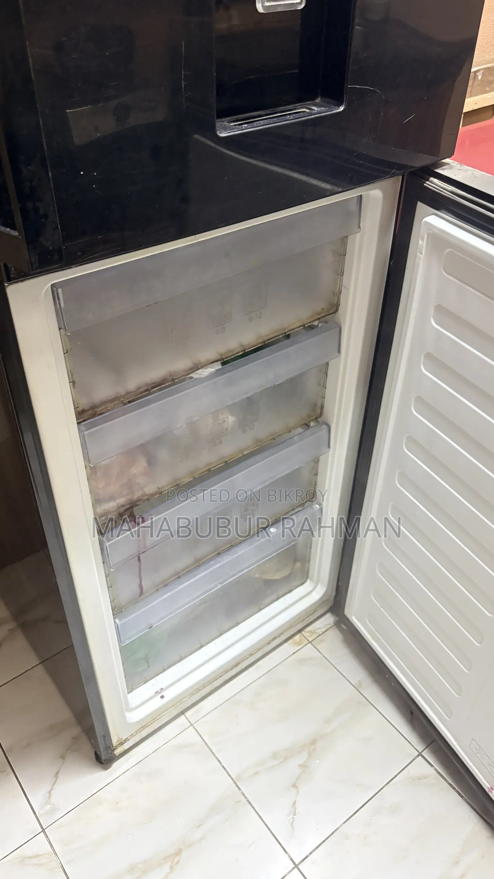 Tall Black Beko Fridge With Dispenser