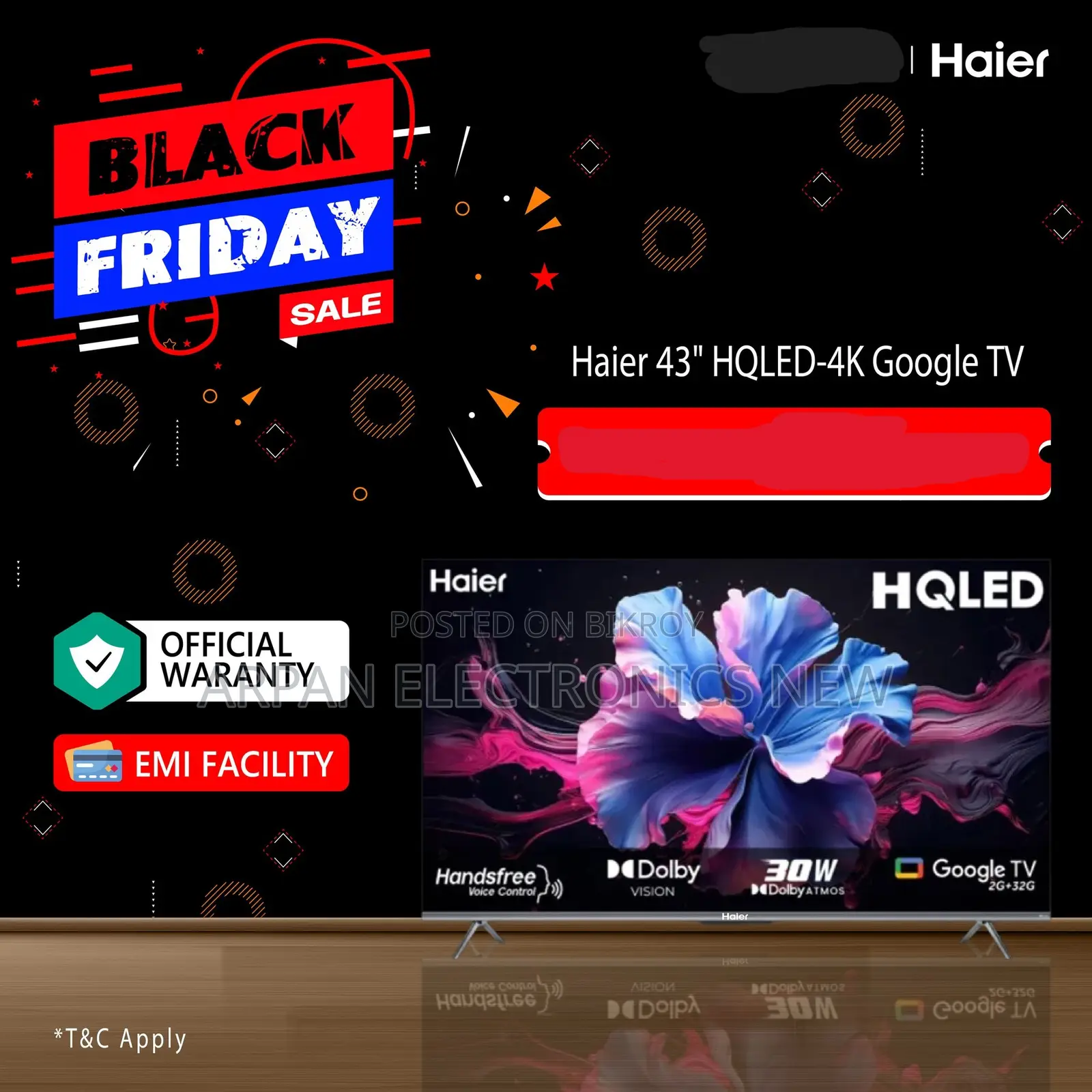 Haier H43p7ux 43'' Hqled Dolby Atmos Google Tv Voice Control Remote