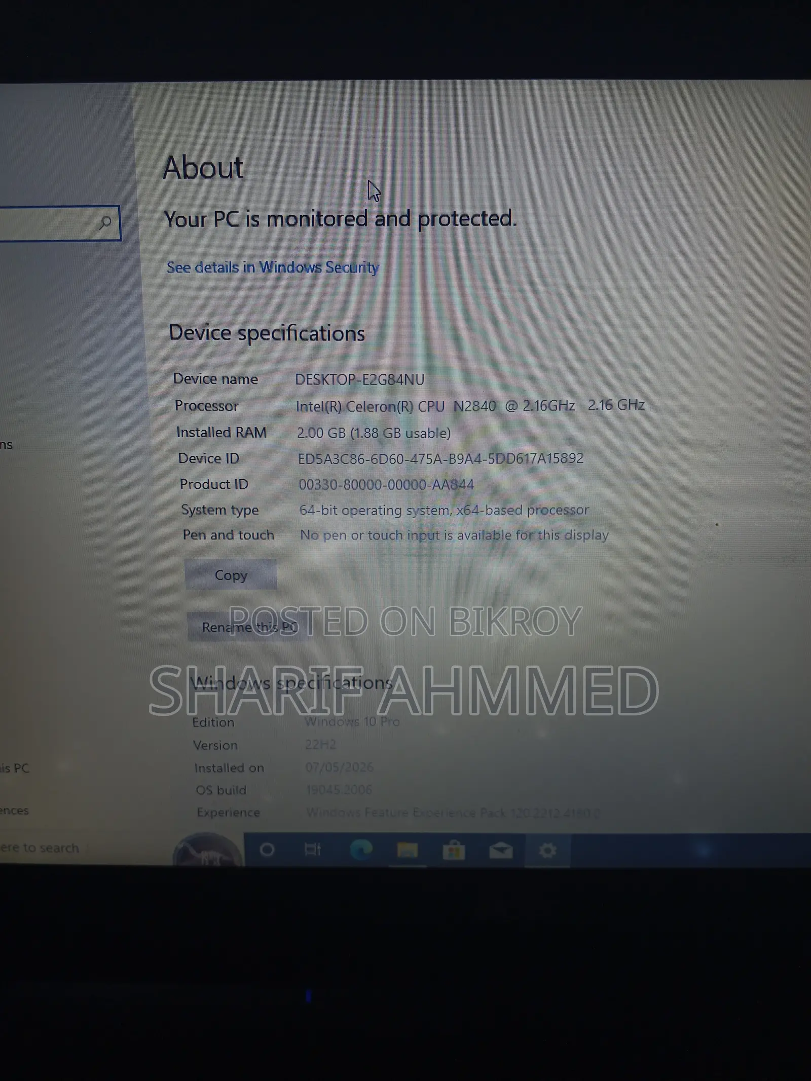 Laptop Acer Aspire 1 A115-31 4GB Intel Core I3 HDD 500GB