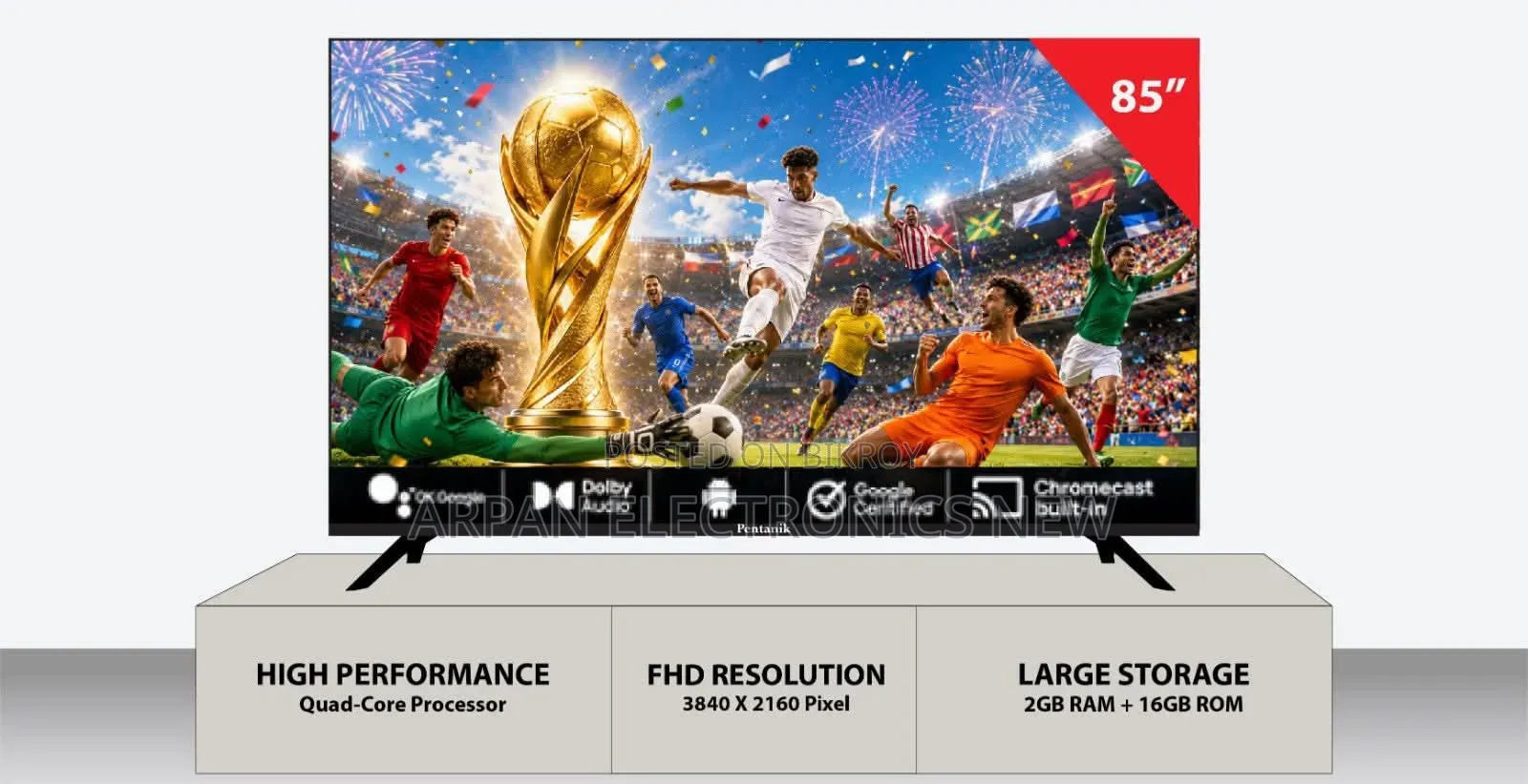 Sony Plus Smart Android TV 43" Double Glass with Voice Control Google TV