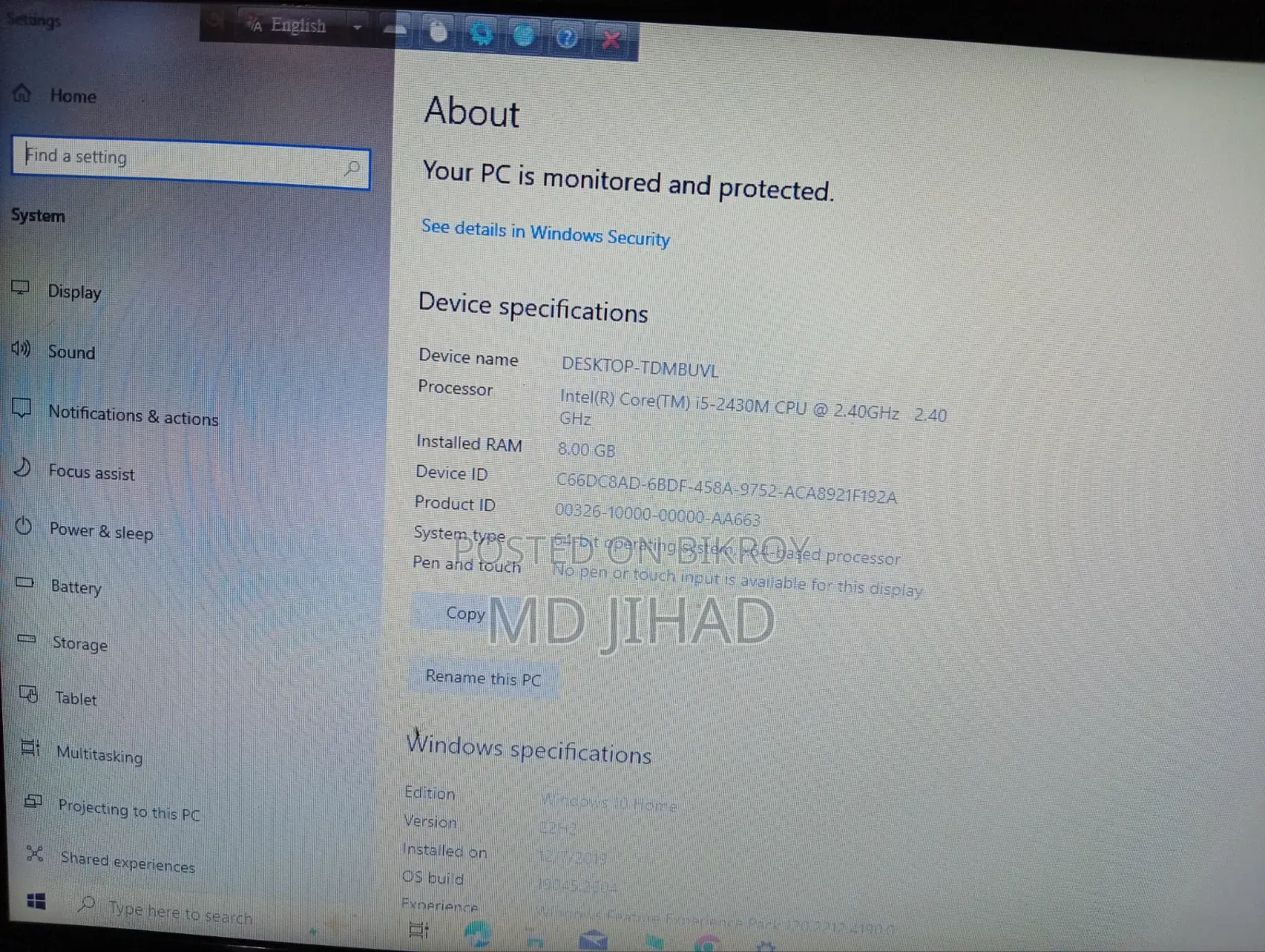 Laptop Lenovo G570 8GB Intel Core I5 HDD+SSD 256GB