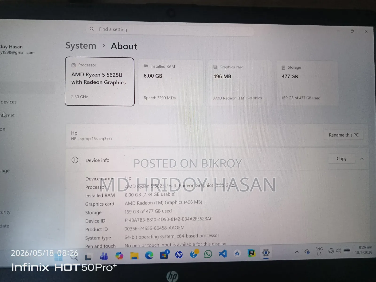 Laptop HP EliteBook 840 G6 8GB AMD Ryzen 5 SSD 500GB