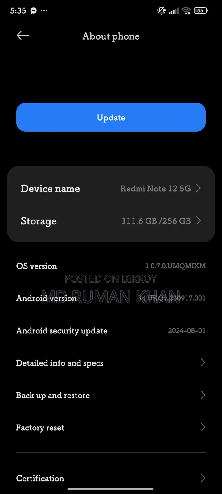 Xiaomi Redmi Note 12 256 GB White