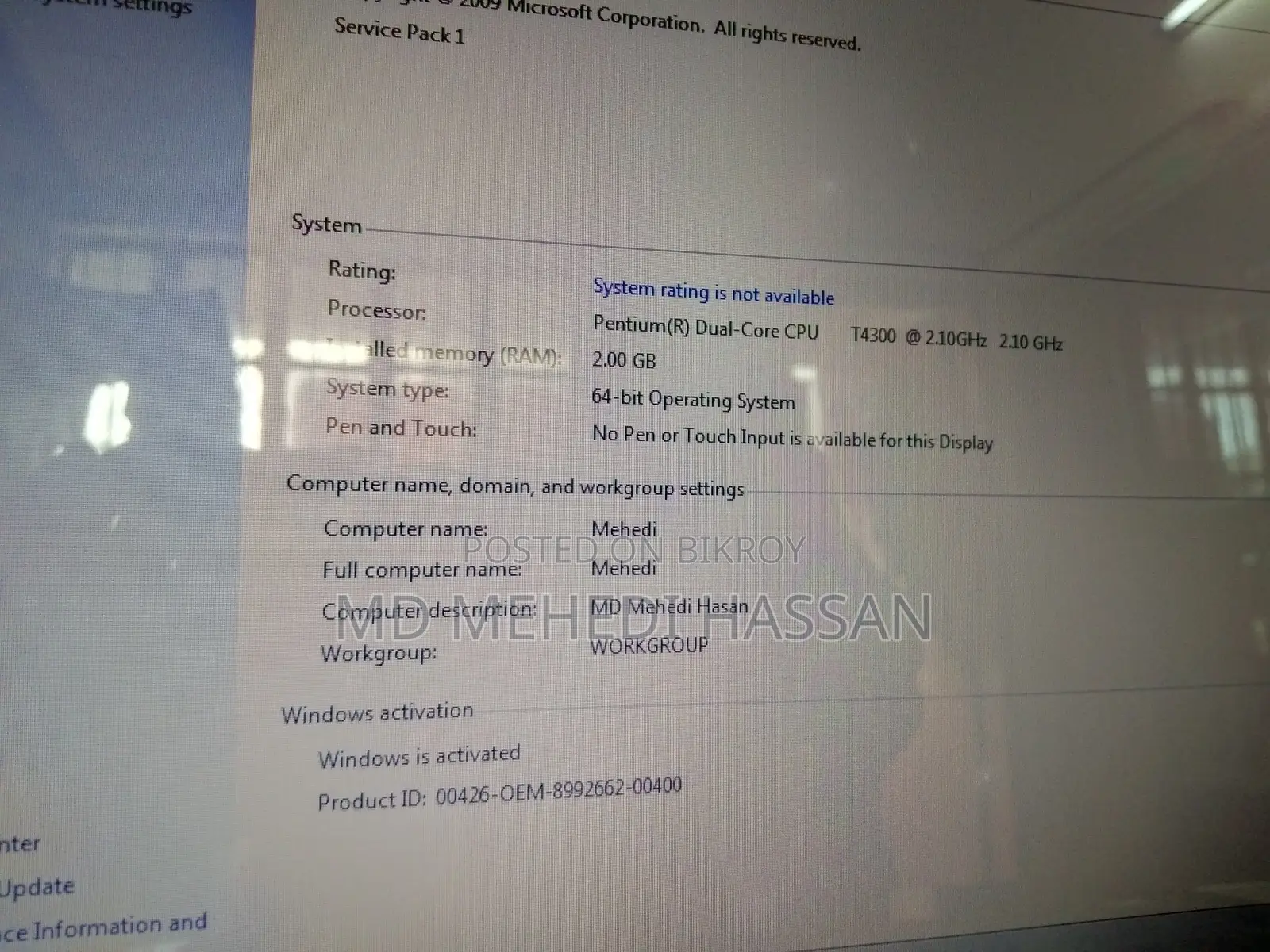 Laptop Dell Inspiron 14 2GB Intel Core 2 Duo HDD 500GB