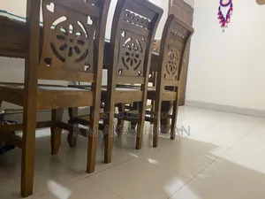 6-chair teak wood dining table for sale (used for 6 months)