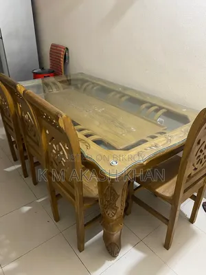 6-chair teak wood dining table for sale (used for 6 months)