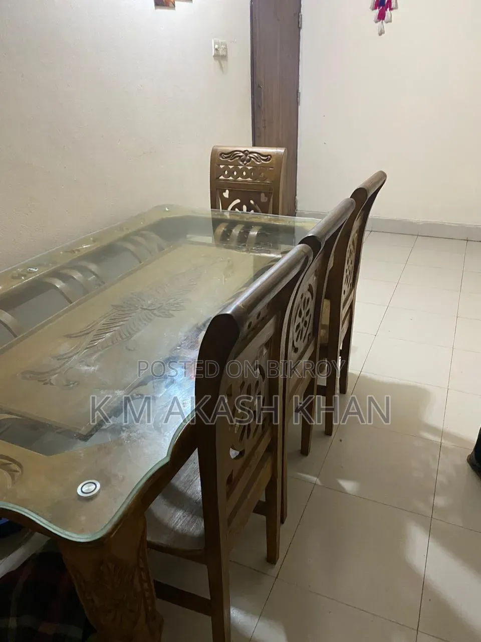 6-chair teak wood dining table for sale (used for 6 months)