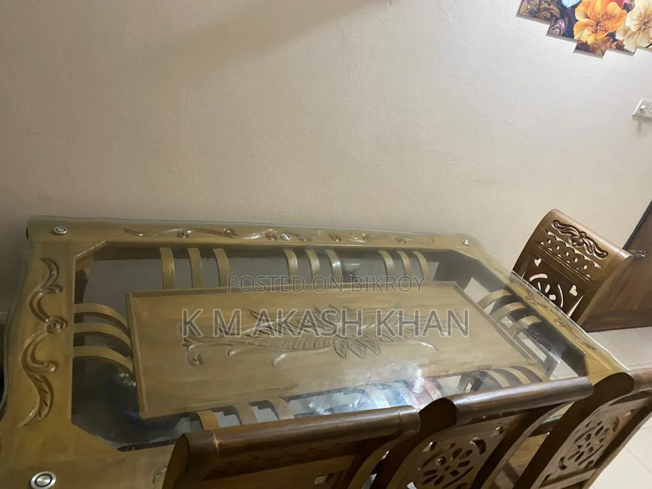 6-chair teak wood dining table for sale (used for 6 months)