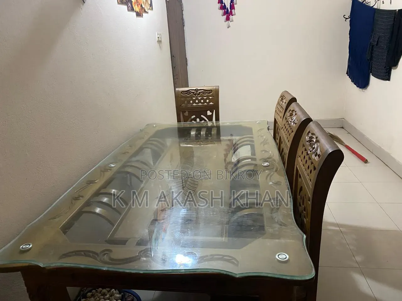 6-chair teak wood dining table for sale (used for 6 months)