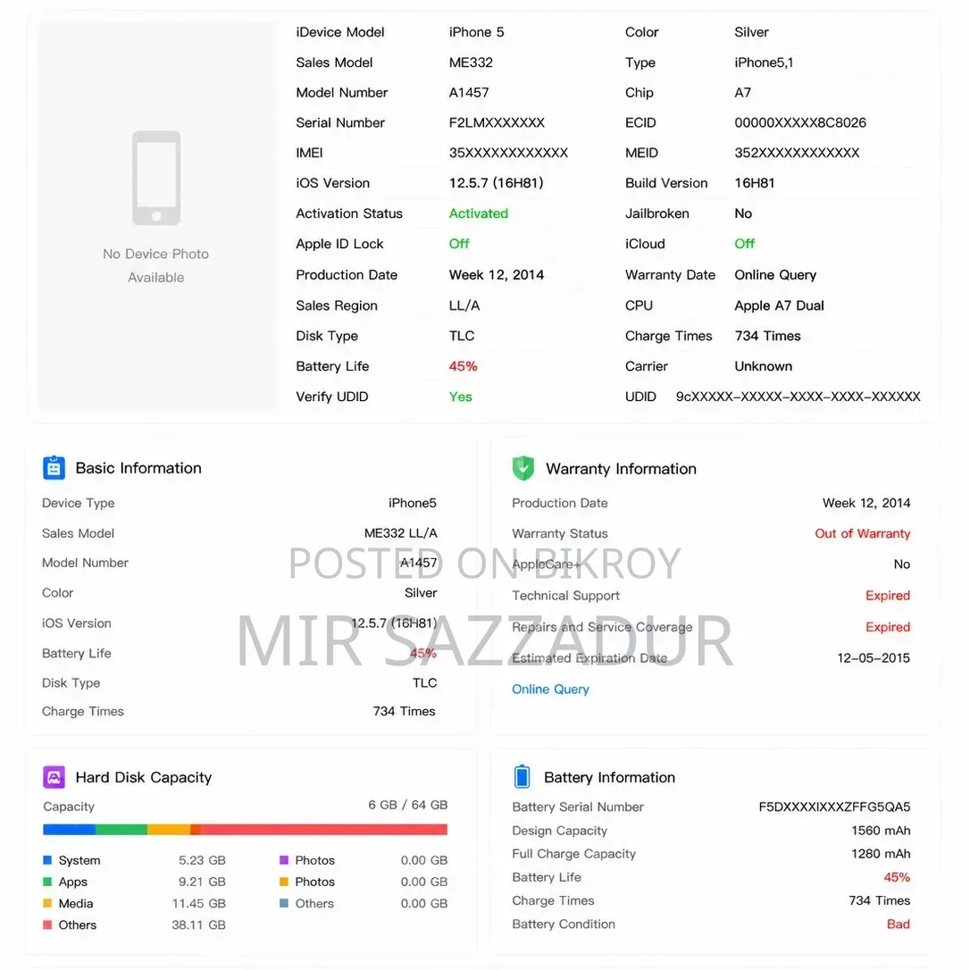 Apple iPhone 5 64 GB White