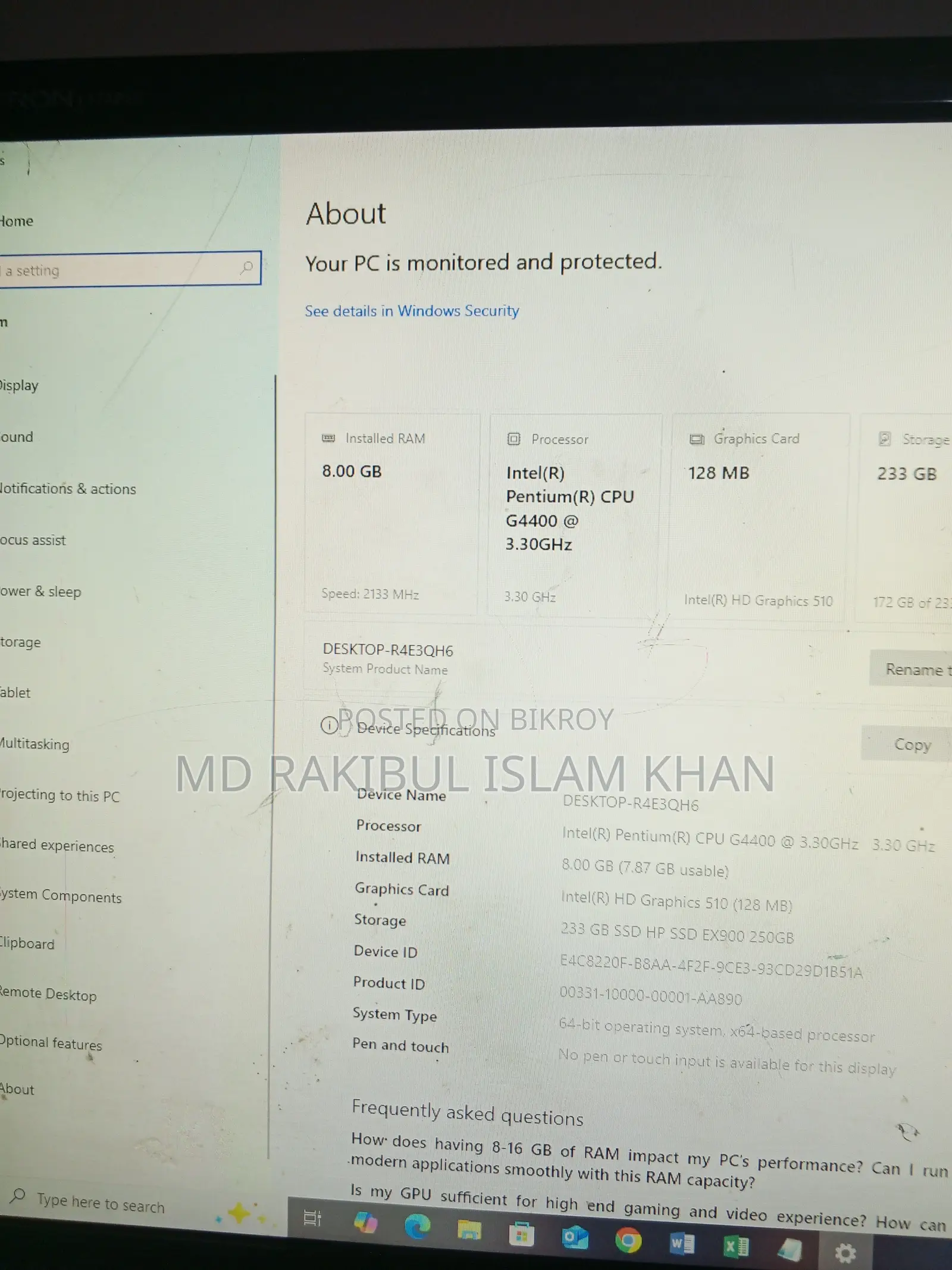 Desktop Computer 8GB Intel Pentium HDD 512GB