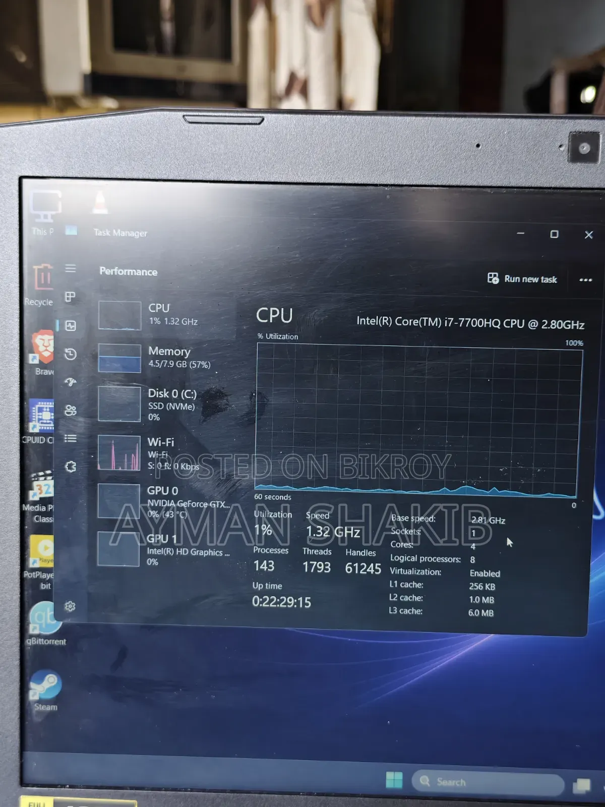 Laptop Acer Nitro 5 8GB Intel Core i7 SSD 256GB