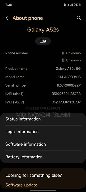 Samsung Galaxy A52s 5G 128 GB Gray