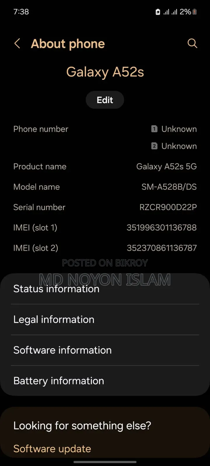 Samsung Galaxy A52s 5G 128 GB Gray