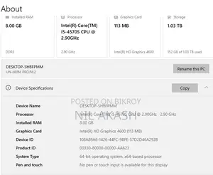 Desktop Computer 8GB Intel Core i5 HDD 1T