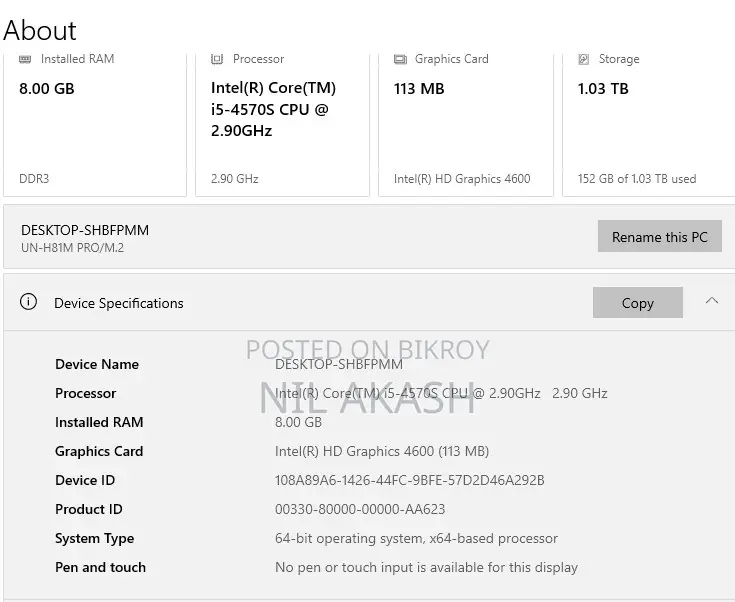 Desktop Computer 8GB Intel Core i5 HDD 1T