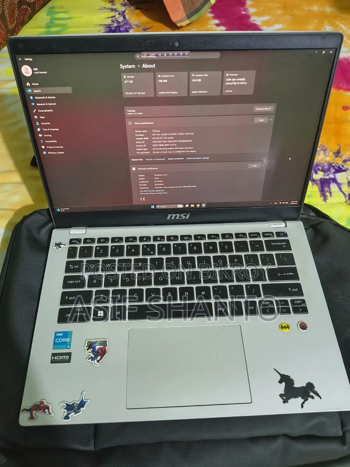 Laptop MSI Modern 14 16GB Intel Core I3 SSD 512GB