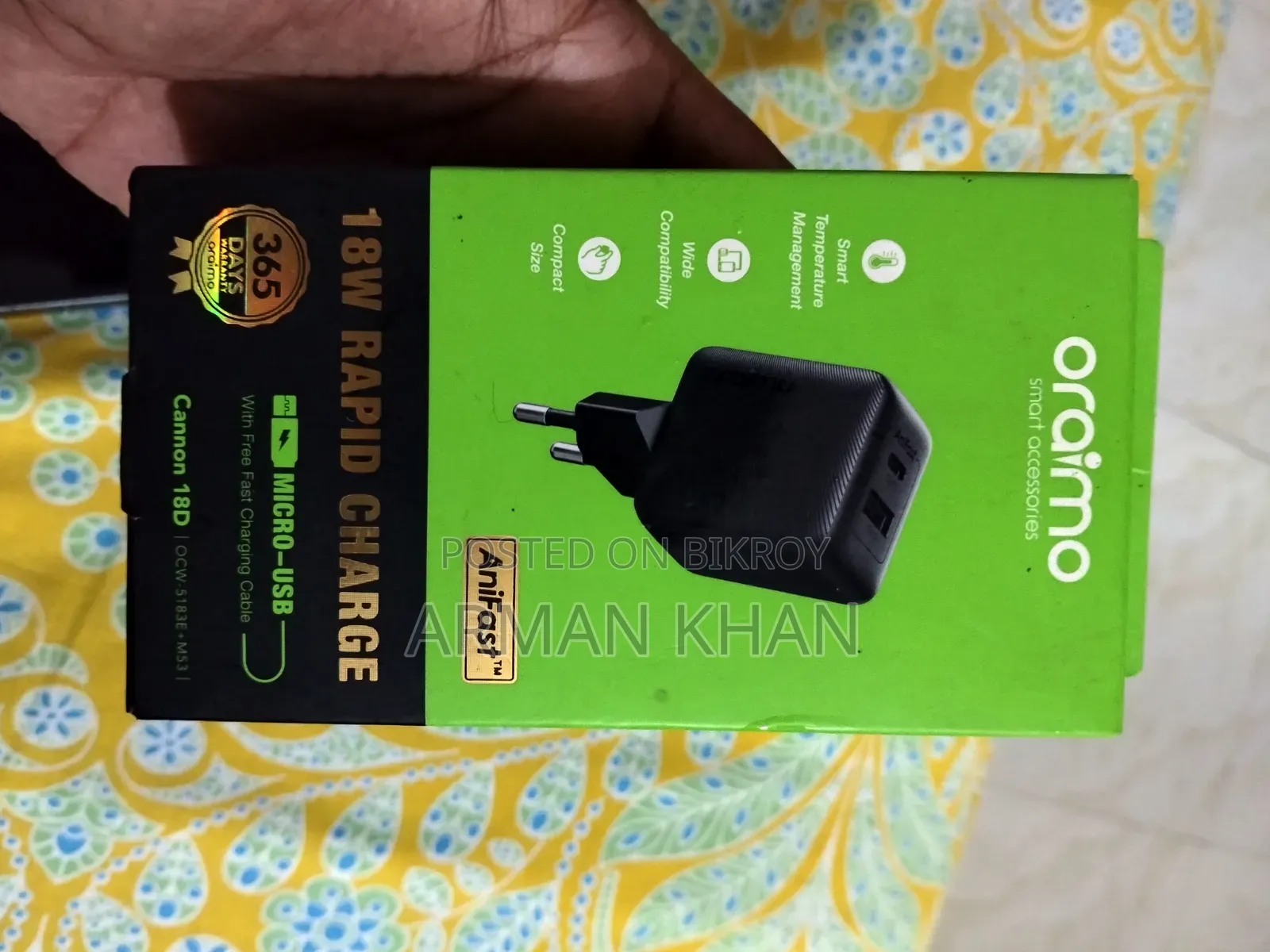 Oraimo Original Type C 18W Charger (Adapter + Cable)