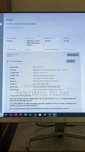 ডেস্কটপ কম্পিউটার Gigabyte GA-H110MSTX-HD3-ZK 8GB AMD Ryzen 5 SSD 250GB