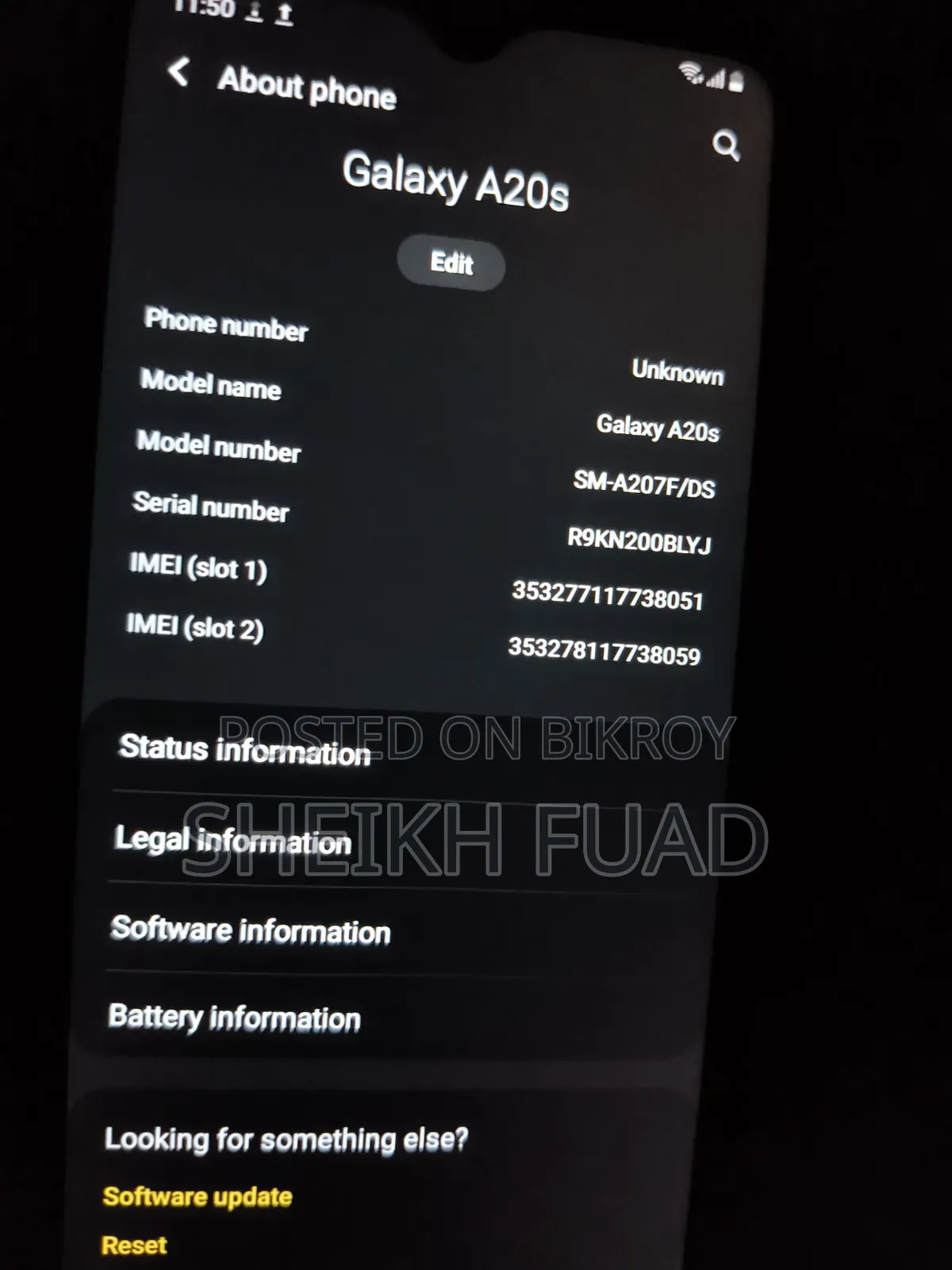 স্যামসাং গ্যালাক্সি A20s ৬৪ জিবি ব্লু