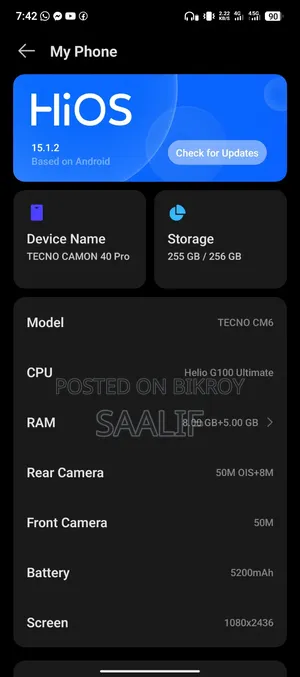 Tecno Camon 40 256 GB Blue