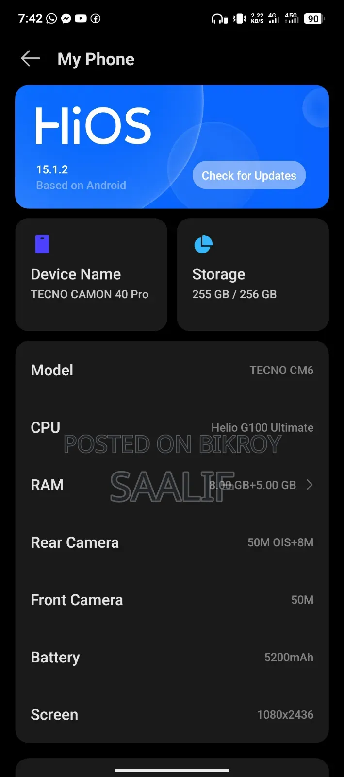 Tecno Camon 40 256 GB Blue