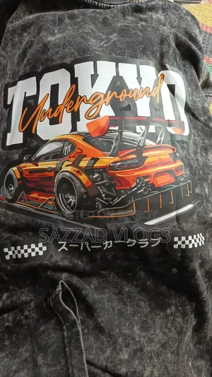 New Acid Wash Anime Printed Dropshoulder