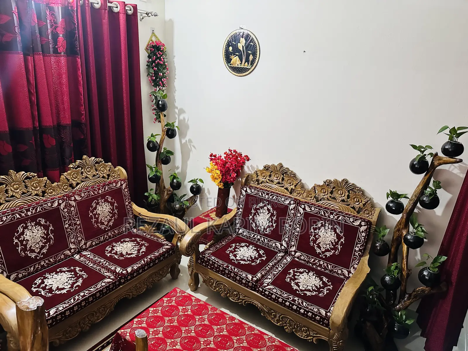 Shegun Wood Sofa Set