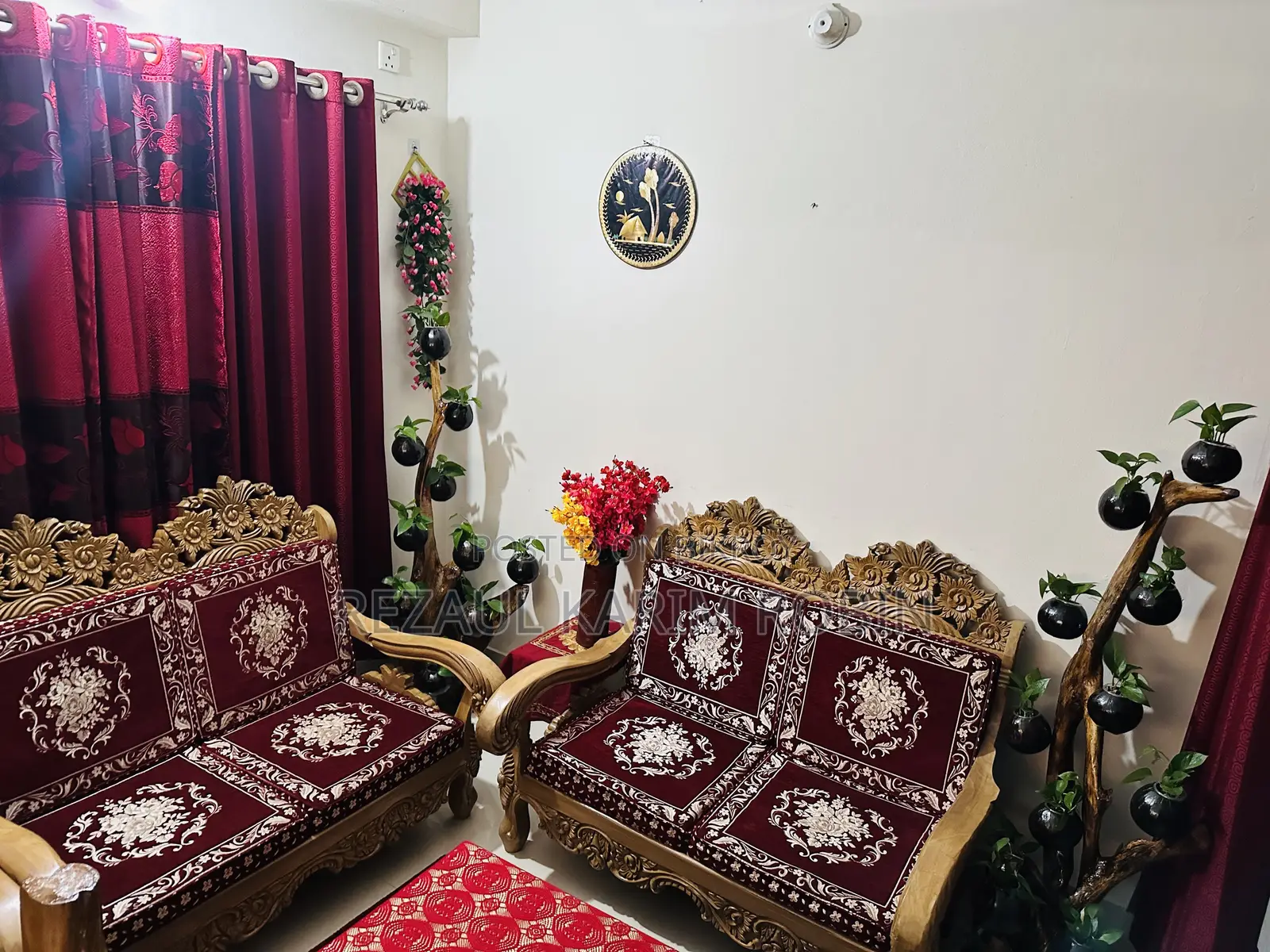 Shegun Wood Sofa Set