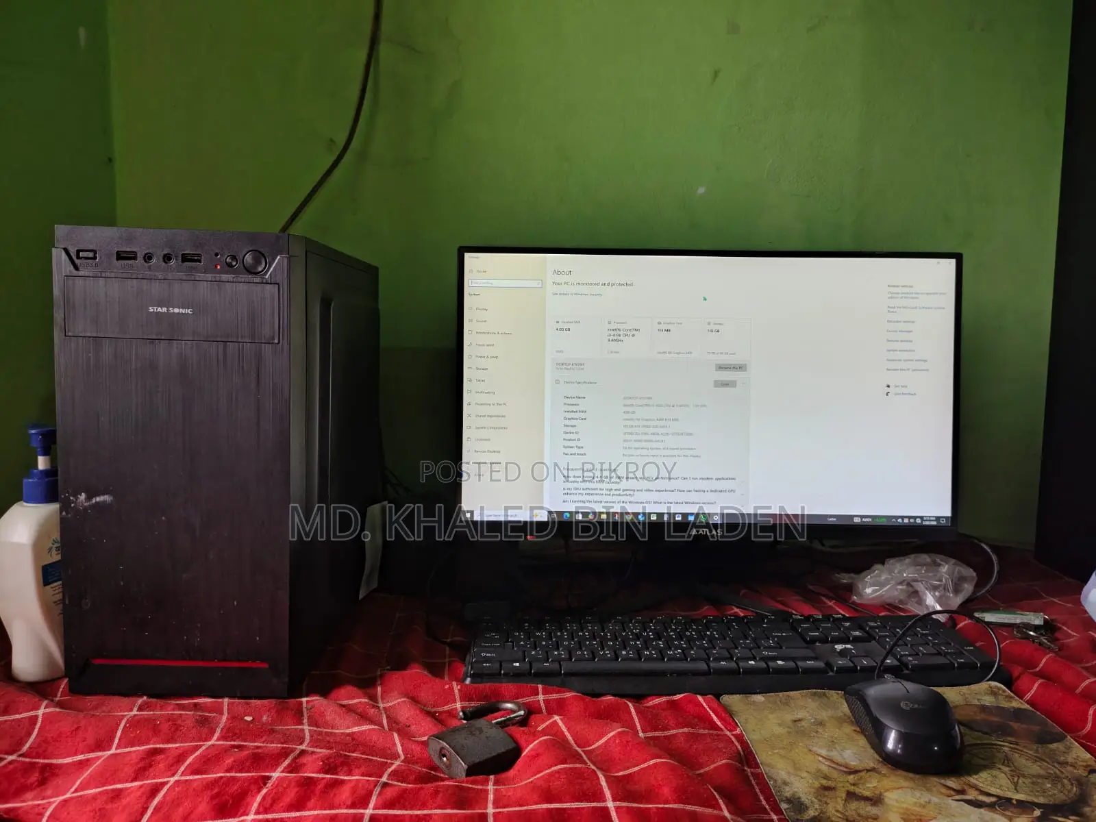 Desktop Computer Asus 4GB Intel Core I3 SSD 128GB