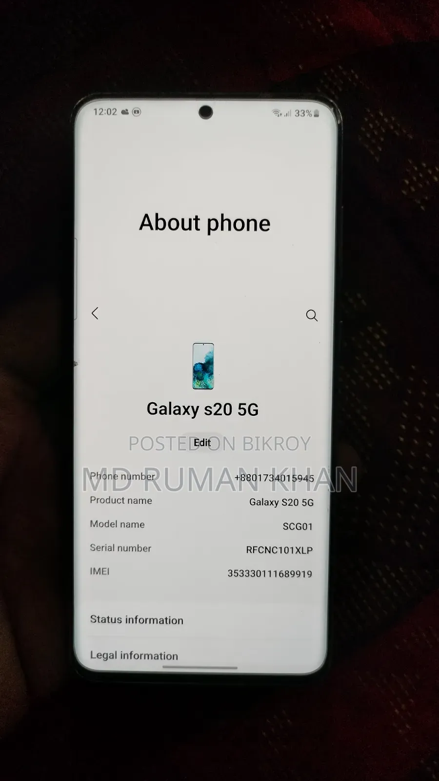 Samsung Galaxy S20+ 5G 128 GB Blue