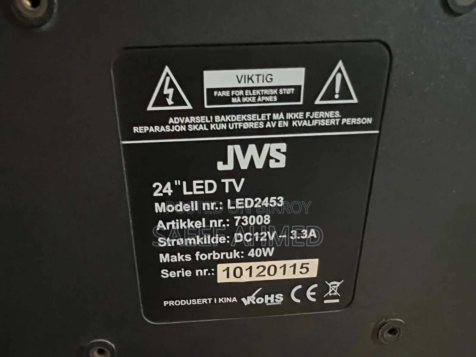 Non Smart TV JWS 24