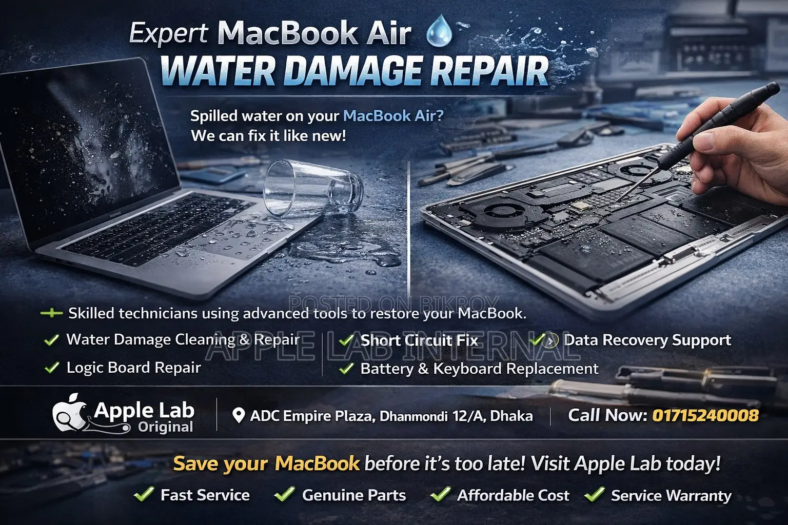 Expert Macbook Air Water Damage Repair