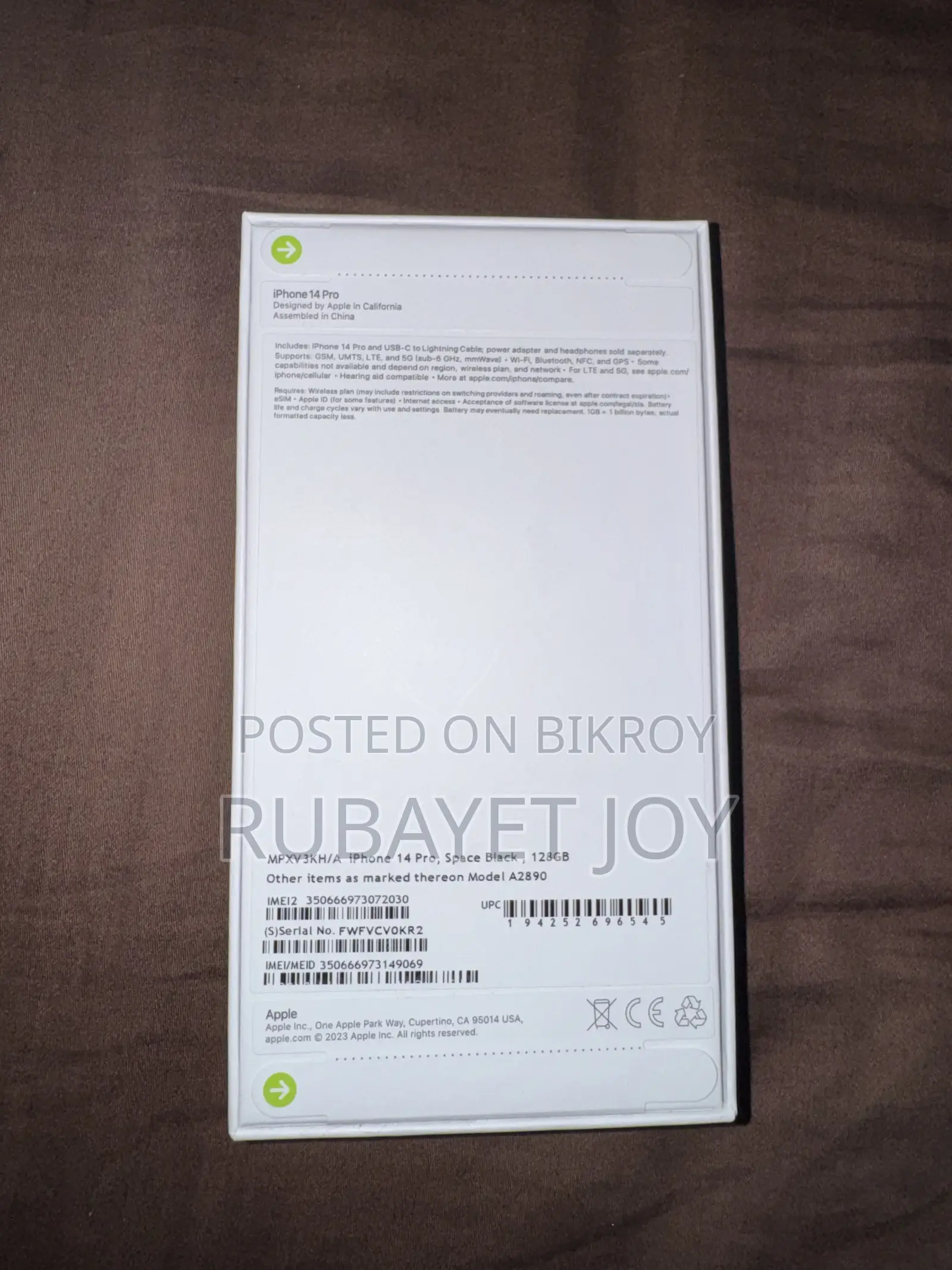 নতুন Apple iPhone 14 Pro ১২৮ জিবি ব্ল্যাক