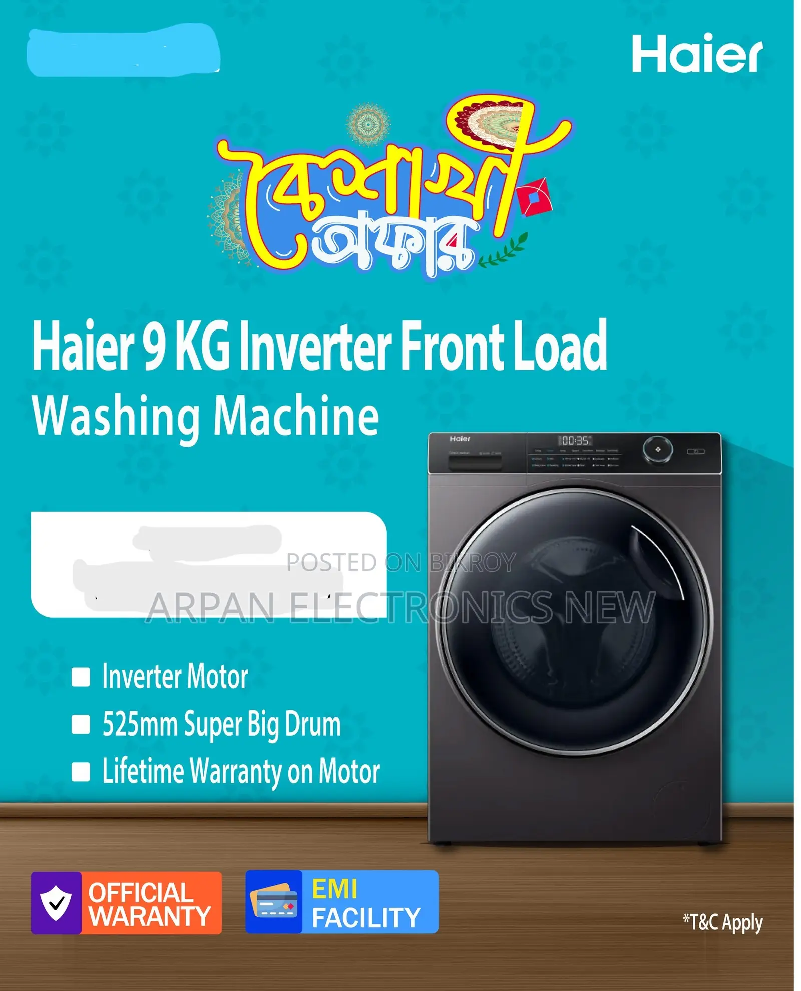 Haier 9 Kg Inverter Front Load Washing Machine