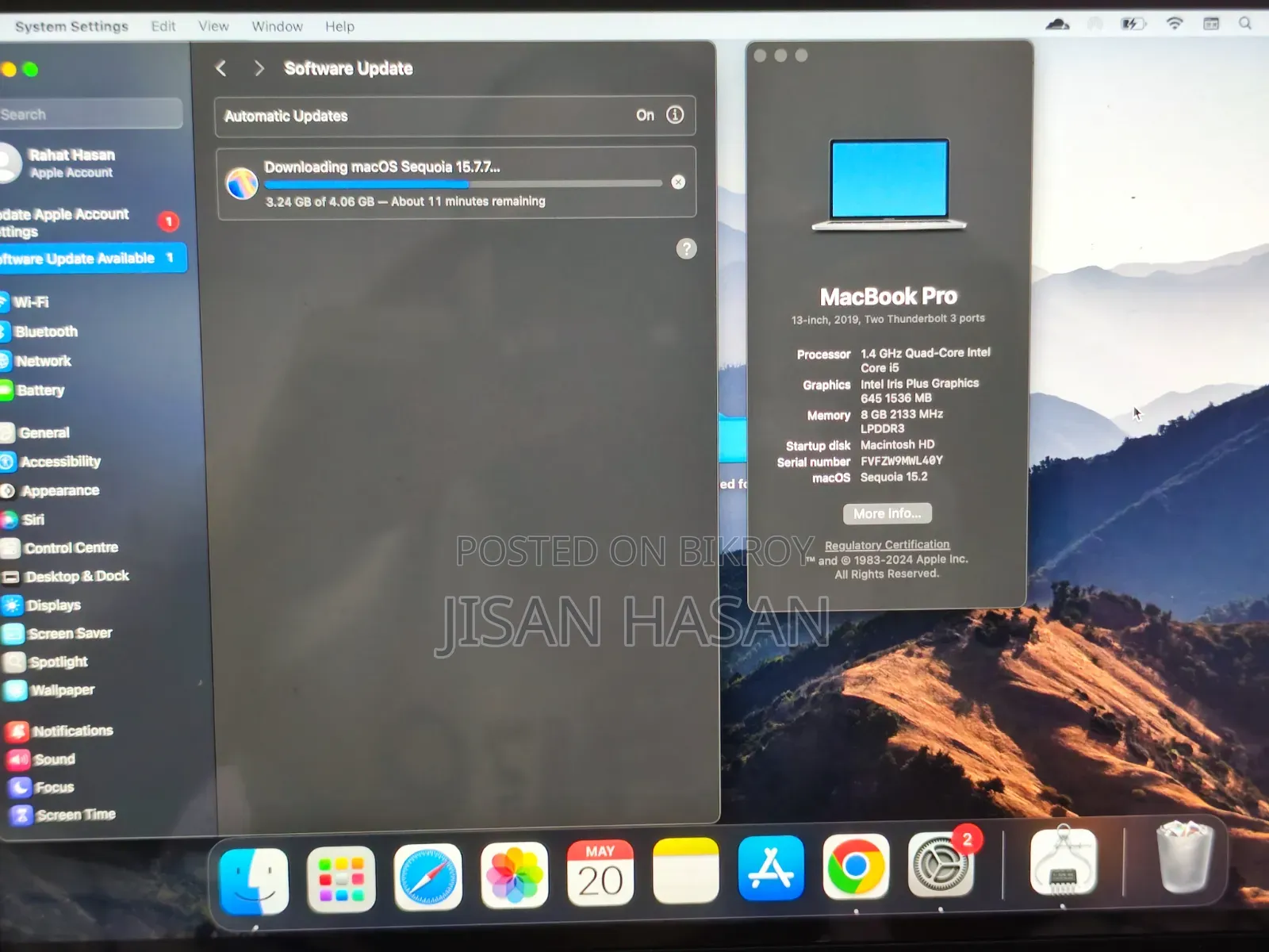Laptop Apple MacBook Pro 2019 8GB Intel Core I5 SSD 128GB