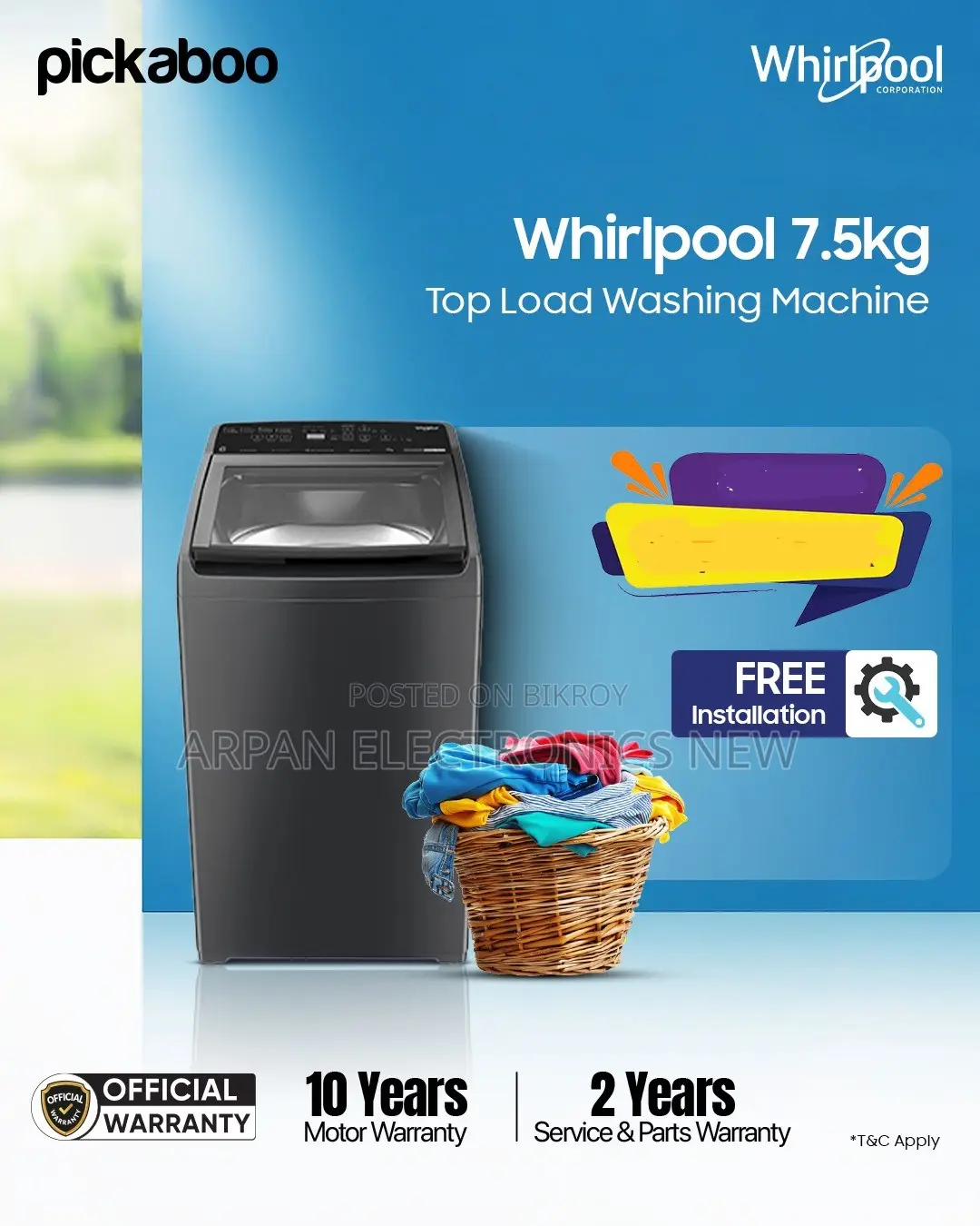 Whirlpool 7.5kg Stain Wash Royal Plus Top Load Washing Machine