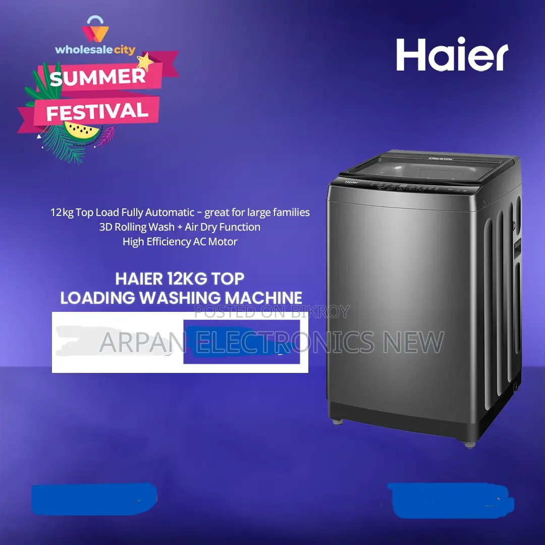 Haier 12 Kg Top Loading Washing Machine Warranty: 10 Years Motor