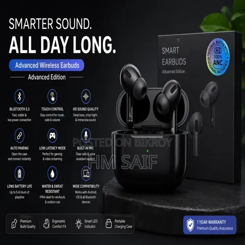 Advanced Wireless Earbuds - ১০০% Anc সহ প্রিমিয়াম ইয়ারবাডস